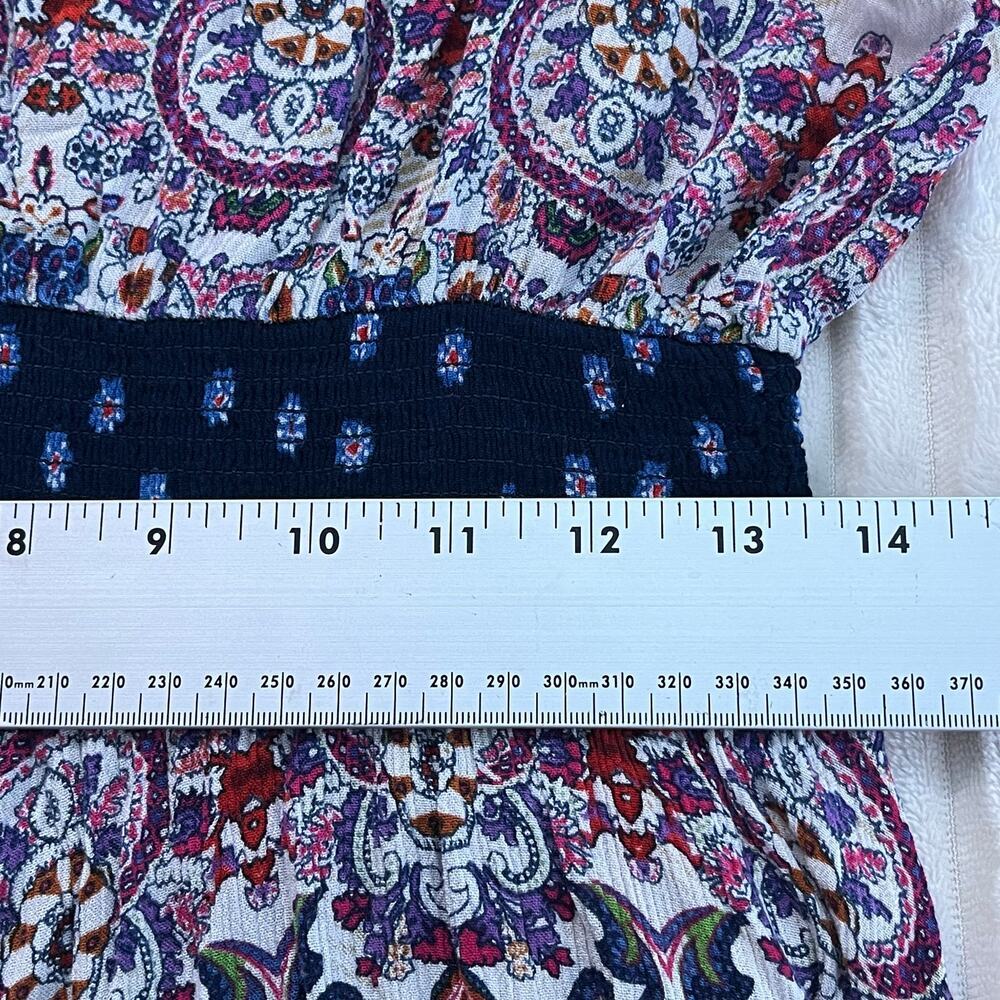 Bila Women Midi Dress Floral Multicolor Boho Rayon Beach Size M Asymmetric Hem - Picture 10 of 12